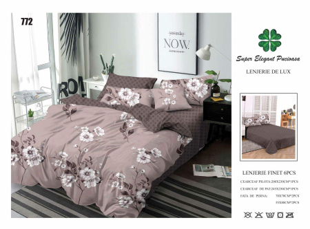 Cearceaf normal - Lenjerii De Pat Din Finet 6 Piese - Flori
