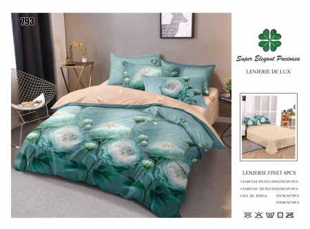 LENJERII DE PAT - Lenjerii De Pat Din Finet 6 Piese - Flori Bogate