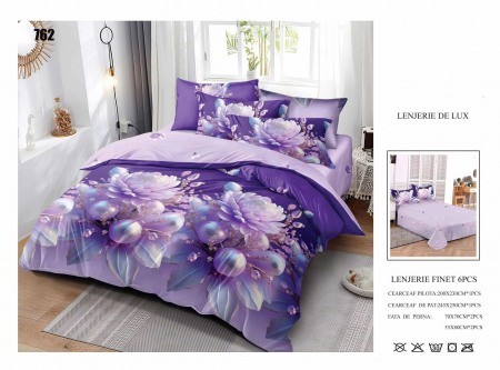 Bumbac Tip Finet 6 Piese - Lenjerii De Pat Din Finet 6 Piese - Luxury Purple
