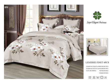 Cearceaf normal - Lenjerii De Pat Din Finet 6 Piese - Flori Frumoase