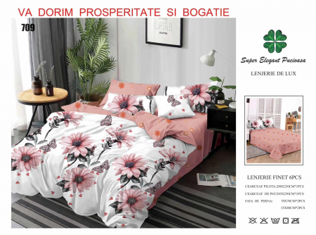 Bumbac Tip Finet 6 Piese - Lenjerii De Pat Din Finet 6 Piese - Margarete Roz