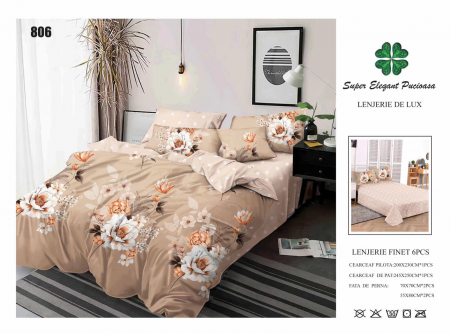 Bumbac Tip Finet 6 Piese - Lenjerii De Pat Din Finet 6 Piese - Flori Primavaratice