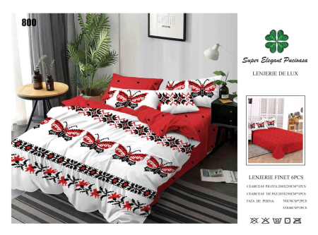 Cearceaf normal - Lenjerii De Pat Din Finet 6 Piese - Fluturi Model Traditional