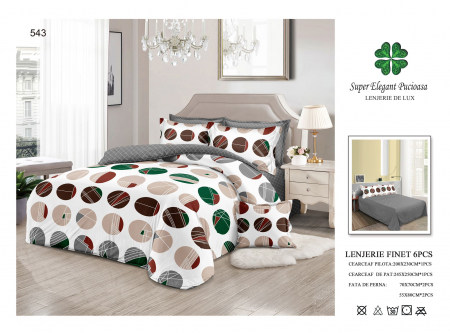 Cearceaf normal - Lenjerii De Pat Din Finet 6 Piese - Gri Buline