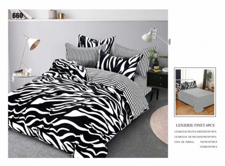 Cearceaf normal - Lenjerii De Pat Din Finet 6 Piese - Zebra
