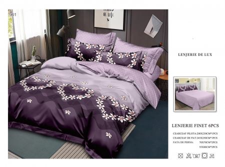 Bumbac Tip Finet 6 Piese - Lenjerii De Pat Din Finet 6 Piese - Inimioare Din Floricele