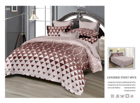 Cearceaf normal - Lenjerii De Pat Din Finet 6 Piese - Triunghiuri