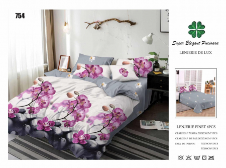 LENJERII DE PAT - Lenjerii De Pat Din Finet 6 Piese - Orhidee Roz
