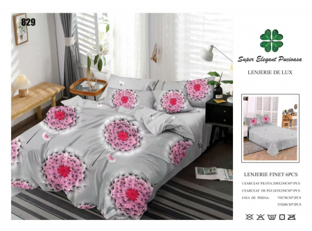 Bumbac Tip Finet 6 Piese - Lenjerii De Pat Din Finet 6 Piese - Papadii Roz