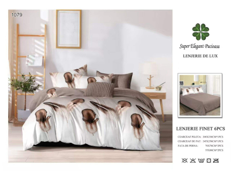 Cearceaf normal - Lenjerii De Pat Din Finet 6 Piese - Pene Maro