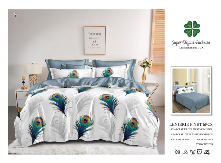 Cearceaf normal - Lenjerii De Pat Din Finet 6 Piese - Pene Paun