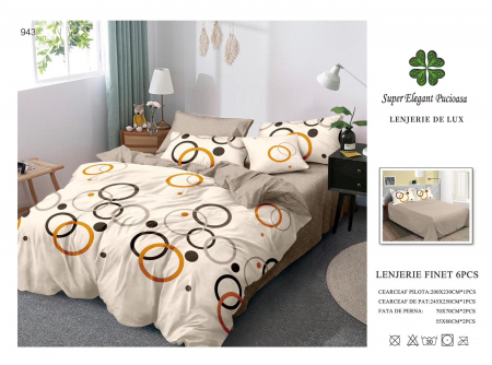 Bumbac Tip Finet 6 Piese - Lenjerii De Pat Din Finet 6 Piese - Cerculete