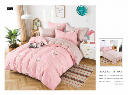LENJERII DE PAT - Lenjerii De Pat Din Finet 6 Piese - Roz