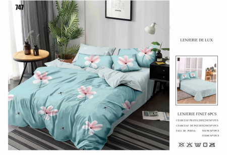 Cearceaf normal - Lenjerii De Pat Din Finet 6 Piese - Bleu Azur
