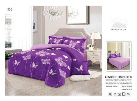 Cearceaf normal - Lenjerii De Pat Din Finet 6 Piese - Mov