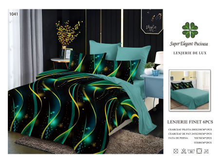 Cearceaf normal - Lenjerii De Pat Din Finet 6 Piese - Verde Diafan