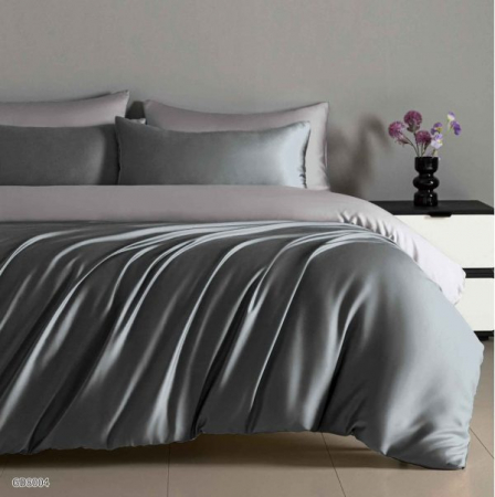 Lenjerii Satin Premium - Lenjerii De Pat Din Satin Premium Cu Elastic - Gri Cenusiu