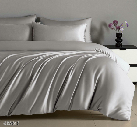 Lenjerii Satin Premium - Lenjerii De Pat Din Satin Premium Cu Elastic - Gri