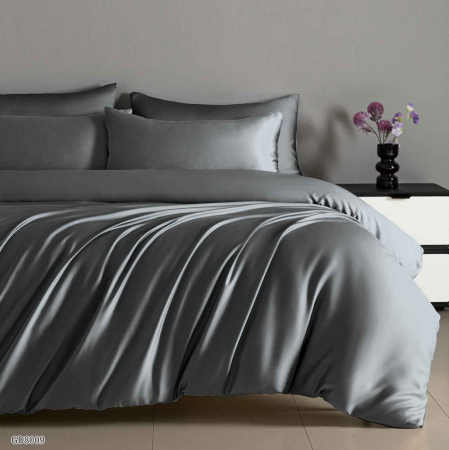 Lenjerii Satin Premium - Lenjerii De Pat Din Satin Premium Cu Elastic - Gri Antracit