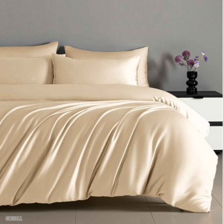 Lenjerii Satin Premium - Lenjerii De Pat Din Satin Premium Cu Elastic - Crem Deschis