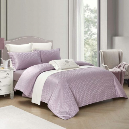 Lenjerii Satin Premium - Lenjerii De Pat Din Satin Premium Cu Model Cu Elastic - Lila