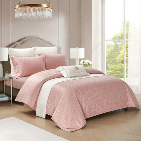 Lenjerii Satin Premium - Lenjerii De Pat Din Satin Premium Cu Model Cu Elastic - Roz