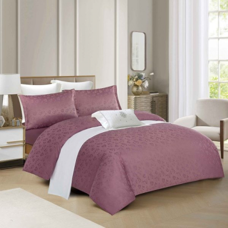 LENJERII DE PAT - Lenjerii De Pat Din Satin Premium Cu Model Cu Elastic - Mov