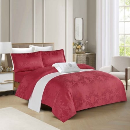 LENJERII DE PAT - Lenjerii De Pat Din Satin Premium Cu Model Cu Elastic - Rosu