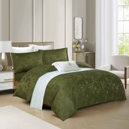 LENJERII DE PAT - Lenjerii De Pat Din Satin Premium Cu Model Cu Elastic - Verde
