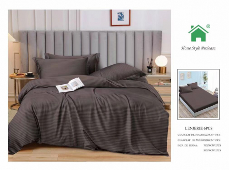 Bumbac Tip Damasc - Lenjerii Din Finet Tip Damasc Cu Elastic - Maro