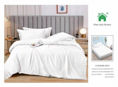 Bumbac Tip Damasc - Lenjerii Din Finet Tip Damasc Cu Elastic - Alb