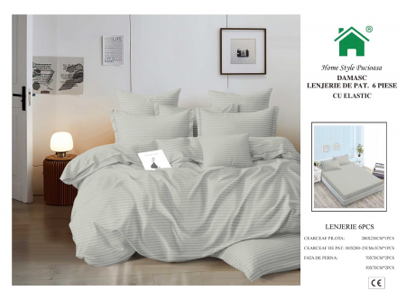 Bumbac Tip Damasc - Lenjerii Din Finet Tip Damasc Cu Elastic - Gri Deschis