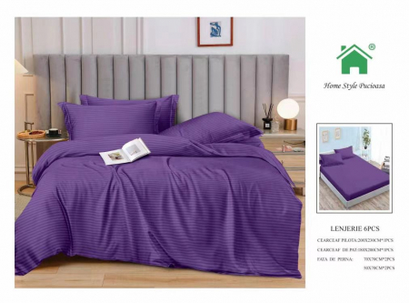 Bumbac Tip Damasc - Lenjerii Din Finet Tip Damasc Cu Elastic - Mov
