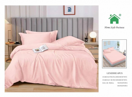 Bumbac Tip Damasc - Lenjerii Din Finet Tip Damasc Cu Elastic - Roz