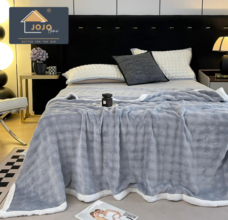 PĂTURI - Patura Cocolino Cu Bordura Alba - Gri Albastrui