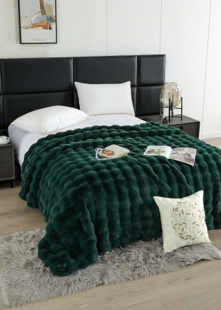 Paturi Cocolino Premium - Patura Blanita Artificiala Rabbit Cu Fermoar - Verde