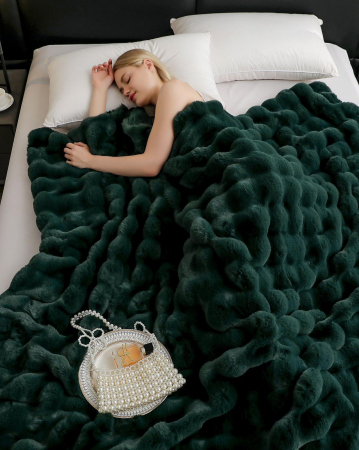 Patura Blanita Artificiala Rabbit Cu Fermoar - Verde [2]