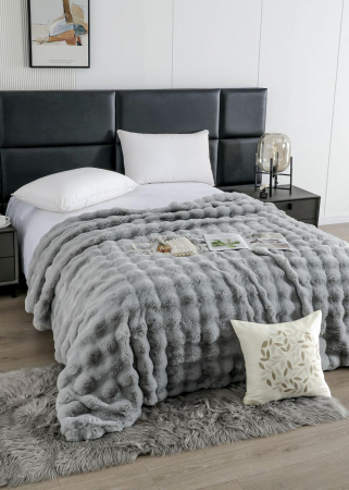 PĂTURI - Patura Blanita Artificiala Rabbit Cu Fermoar - Gri