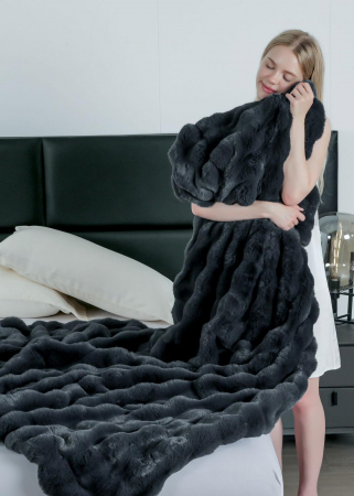 Patura Blanita Artificiala Rabbit Cu Fermoar - Gri Cenusiu [3]