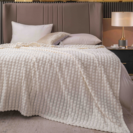 Paturi Cocolino Grosime Medie - Patura Cocolino Cu Patratele Grosime Medie - Alb