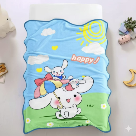 Paturi Cocolino Pentru Copii - Patura Cocolino 1 Persoana 100x140cm Pentru Copii - Iepurasul Fericit