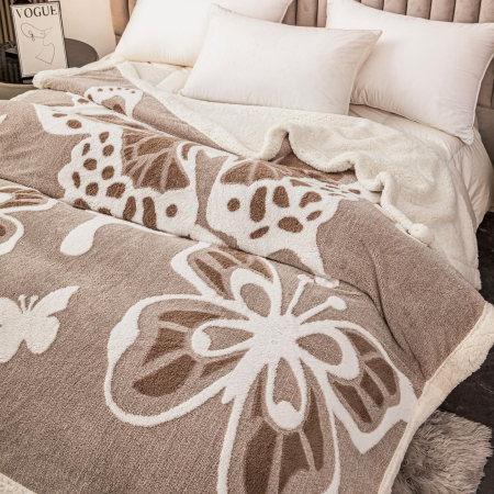 Patura Cocolino Blanita Alba Cu Imprimeu Fluturi 3D - Bej Cacao Cu Lapte [3]