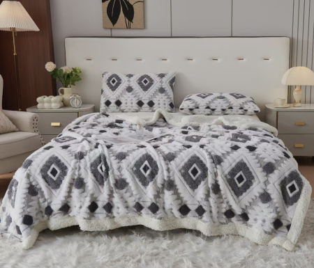 Paturi Cocolino Cu Blanita - Patura Cocolino Cu Blanita 200x230cm - Romburi Gri