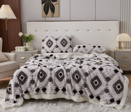 Paturi Cocolino Cu Blanita - Patura Cocolino Cu Blanita 200x230cm - Romburi Gri Antracit