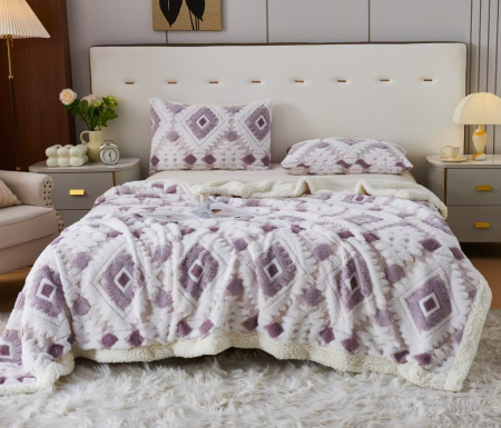 Paturi Cocolino Cu Blanita - Patura Cocolino Cu Blanita 200x230cm - Romburi Mov