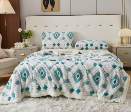 Paturi Cocolino Cu Blanita - Patura Cocolino Cu Blanita 200x230cm - Romburi Turcoaz