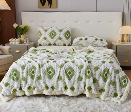 Paturi Cocolino Cu Blanita - Patura Cocolino Cu Blanita 200x230cm - Romburi Verzi