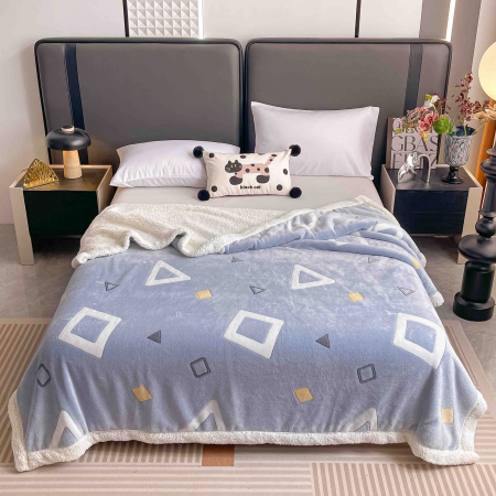 PĂTURI - Patura Cocolino Cu Blanita Alba 200x230cm -  Geometrie