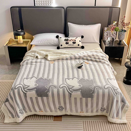 Patura Cocolino Cu Blanita Alba 200x230cm - Pisicute Iubitoare PĂTURI - Patura Cocolino Cu Blanita Alba 200x230cm - Pisicute Iubitoare