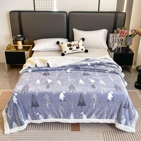 PĂTURI - Patura Cocolino Cu Blanita Alba 200x230cm - Ursuletul Pe Bicicleta